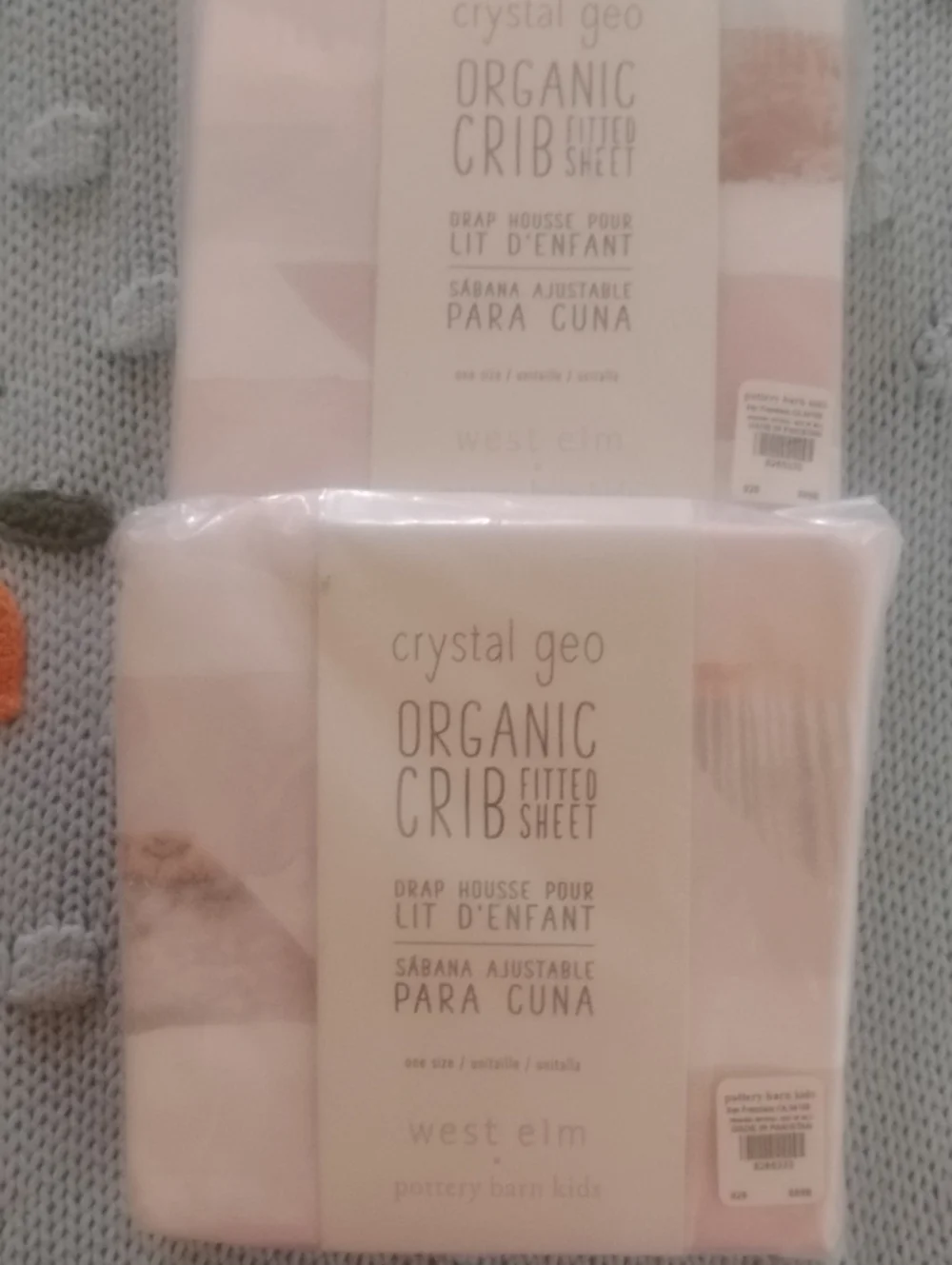 West Elm Pink Crystal Geo Organic Crib Fitted Sheets Pottery Barn Kids 2